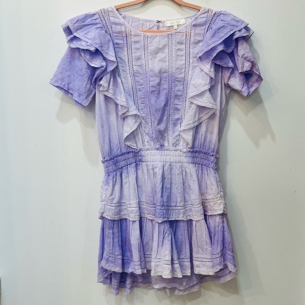 LoveShackFancy Lavender Ruffle Mini Dress - Picture 3 of 9